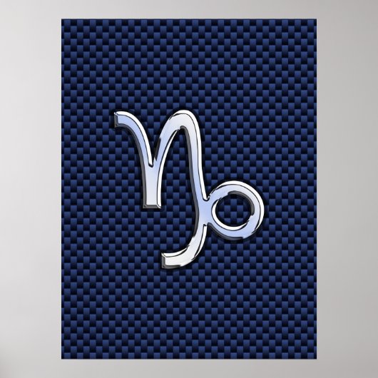 Capricorn Sign Navy Blue Carbon Fibre Style Poster (Vorne)