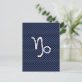 Capricorn Sign Navy Blue Carbon Fibre Style Postkarte (Stehend Vorderseite)