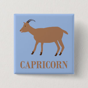 Capricorn Star Sign Goat Button