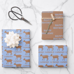 Capricorn Star Sign Goat Custom Geburtstag Geschenkpapier Set