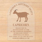 Capricorn Star Sign Goat Custom Geburtstagsparty Acryleinladungen (Vorderseite)
