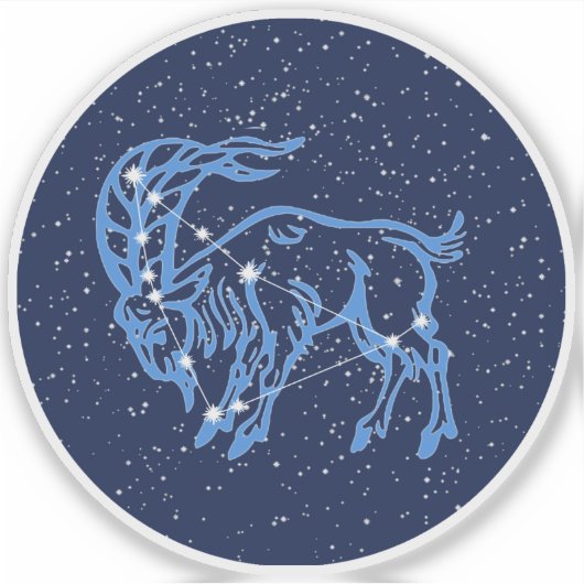 Capricorn-Sternbild und Sternzeichen mit Sternen Aufkleber (Vorderseite)