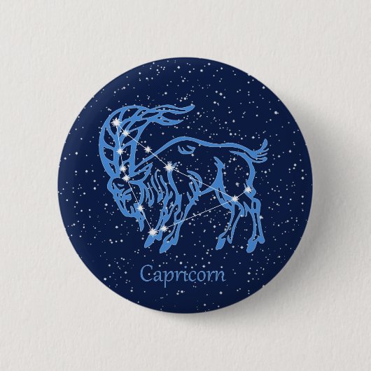 Capricorn-Sternbild und Sternzeichen mit Sternen Button (Vorderseite)