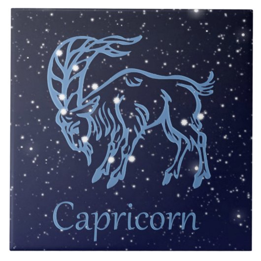 Capricorn-Sternbild und Sternzeichen mit Sternen Fliese (Vorderseite)