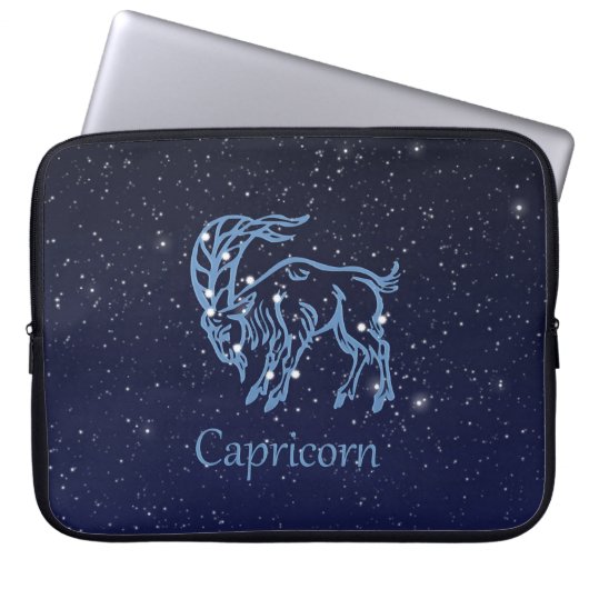 Capricorn-Sternbild und Sternzeichen mit Sternen Laptopschutzhülle (Vorderseite)