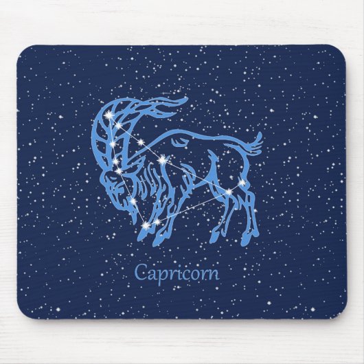 Capricorn-Sternbild und Sternzeichen mit Sternen Mousepad (Vorne)