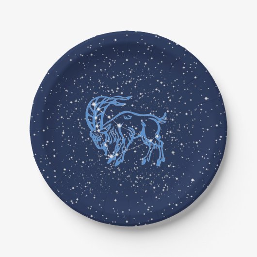 Capricorn-Sternbild und Sternzeichen mit Sternen Pappteller (Vorderseite)