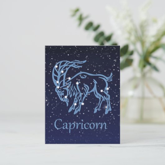 Capricorn-Sternbild und Sternzeichen mit Sternen Postkarte (Stehend Vorderseite)