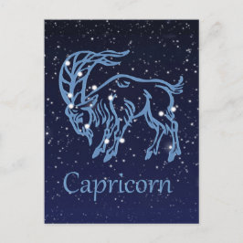 Capricorn-Sternbild und Sternzeichen mit Sternen Postkarte