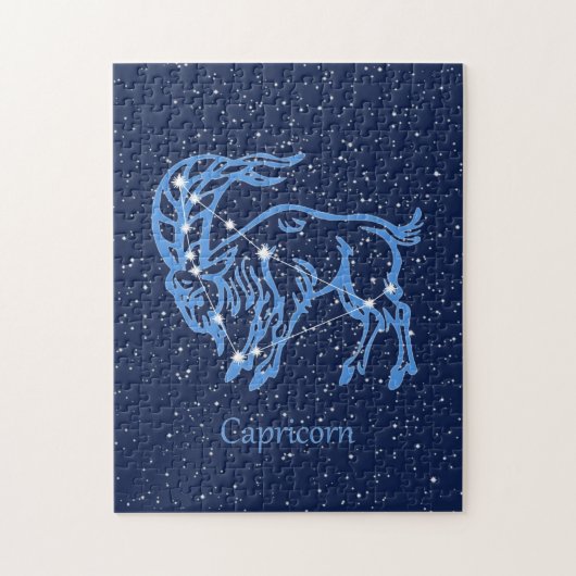 Capricorn-Sternbild und Sternzeichen mit Sternen Puzzle (Vertikal)