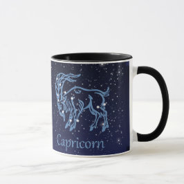 Capricorn-Sternbild und Sternzeichen mit Sternen Tasse