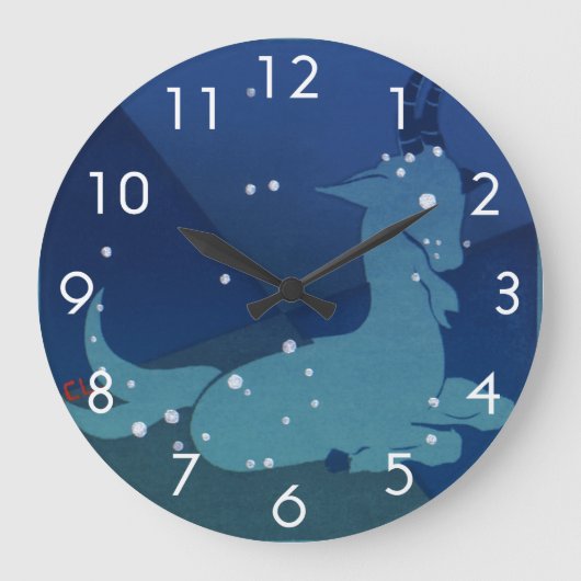 Capricorn-Sternbild, Vintages Zodiak, Astrologie Große Wanduhr (Vorderseite)