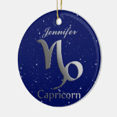 Capricorn Sun Zeichen mit Name Keramik Ornament (Links)