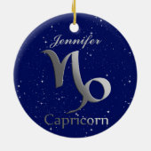 Capricorn Sun Zeichen mit Name Keramik Ornament (Hinten)