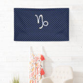 Capricorn Symbol Navy Carbon Fibre Style Banner (Insitu)