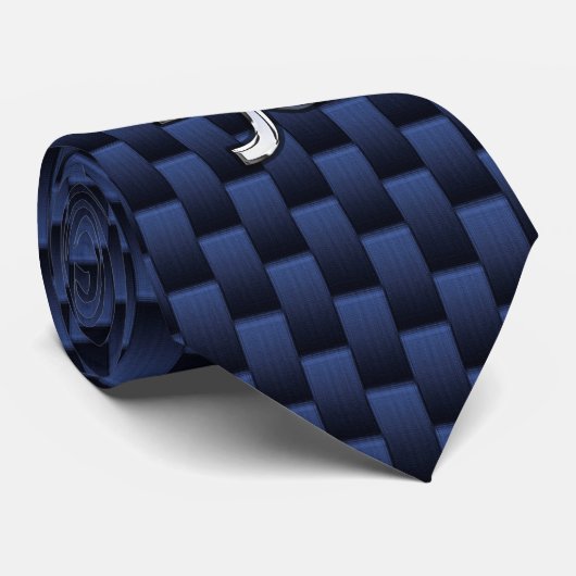 Capricorn Symbol Navy Carbon Fibre Style Krawatte (Gerollt)