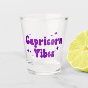 Capricorn Vibes Zodiac Astrologie Lila Sterne Schnapsglas