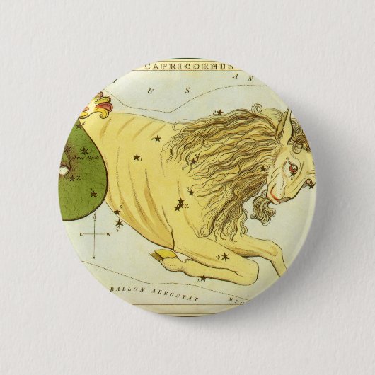 Capricorn Vintag Constellation, Urania-Spiegel Button (Vorderseite)
