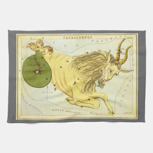 Capricorn Vintag Constellation, Urania-Spiegel Geschirrtuch (Horizontal)