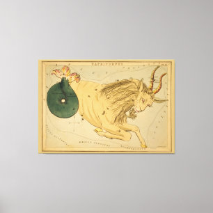 Capricorn - Vintages Zeichen des Zodiac-Bildes Leinwanddruck