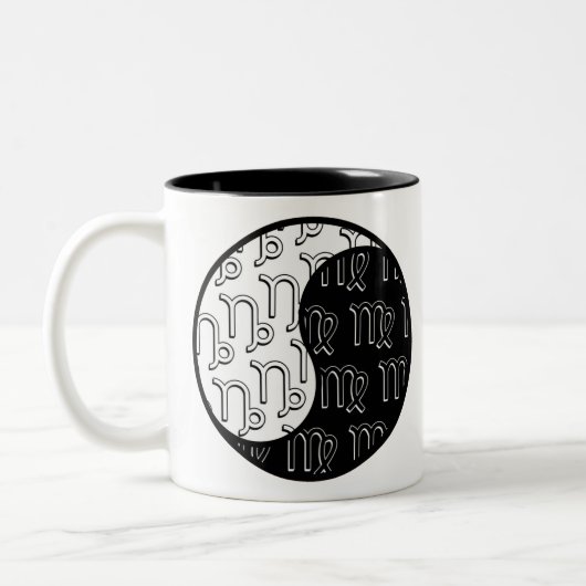 Capricorn Virgo yin yang zodiac Paar Zweifarbige Tasse (Links)