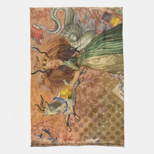 Capricorn Woman Goat Whimsical Fun Geschirrtuch (Vertikal)