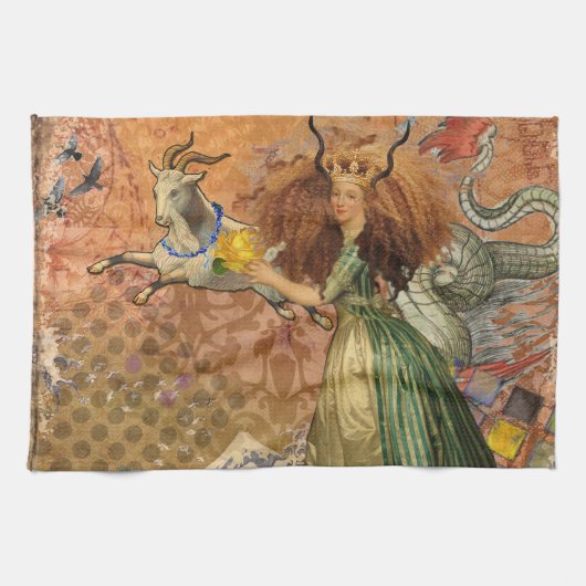 Capricorn Woman Goat Whimsical Fun Handtuch (Horizontal)