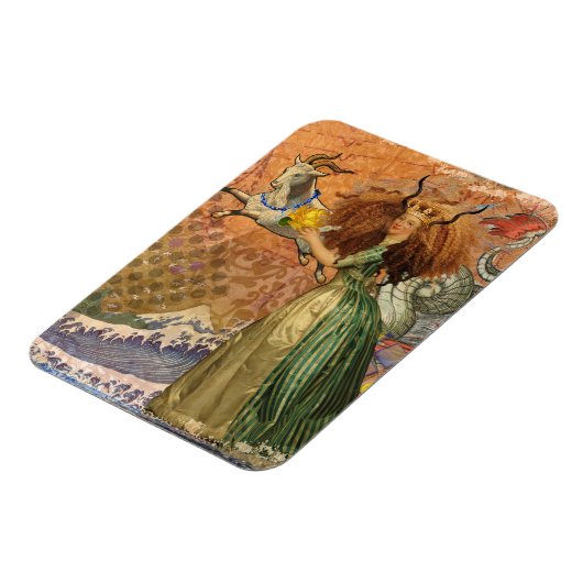 Capricorn Woman Goat Whimsical Fun Magnet (Linke Seite)