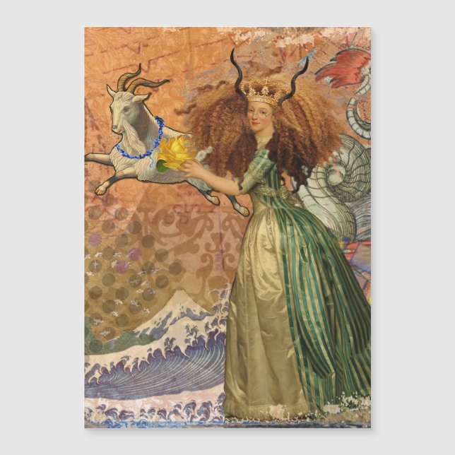 Capricorn Woman Goat Whimsical Fun Magnetkarte (Vorderseite)