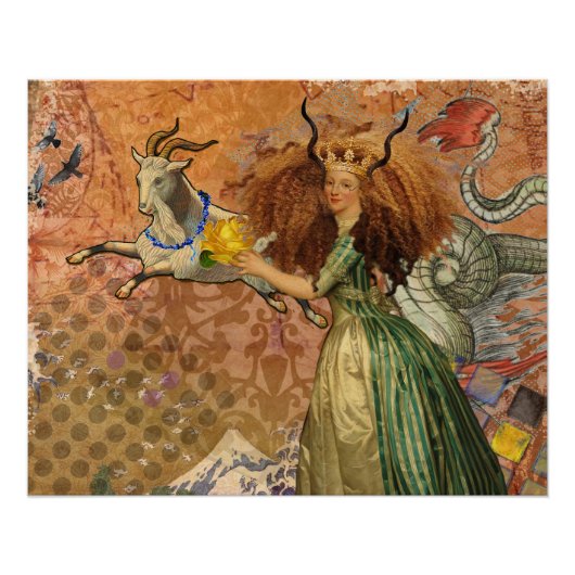Capricorn Woman Goat Whimsical Fun Poster (Vorderseite)