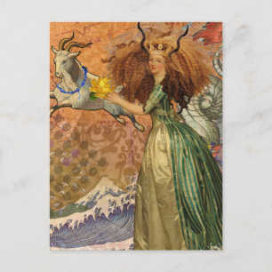 Capricorn Woman Goat Whimsical Fun Postkarte