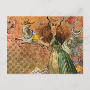 Capricorn Woman Goat Whimsical Fun Postkarte
