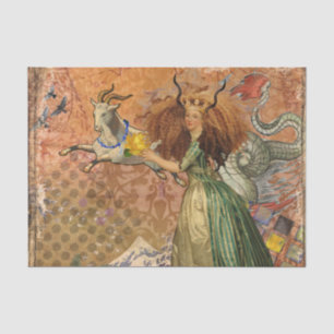Capricorn Woman Goat Whimsical Fun Seidenpapier