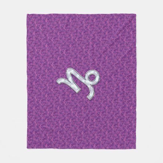 Capricorn-Zeichen auf Fuchsia Digital Camouflage Fleecedecke (Vorderseite)