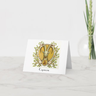 Capricorn Zodiac Antique Art Greeting Card Karte