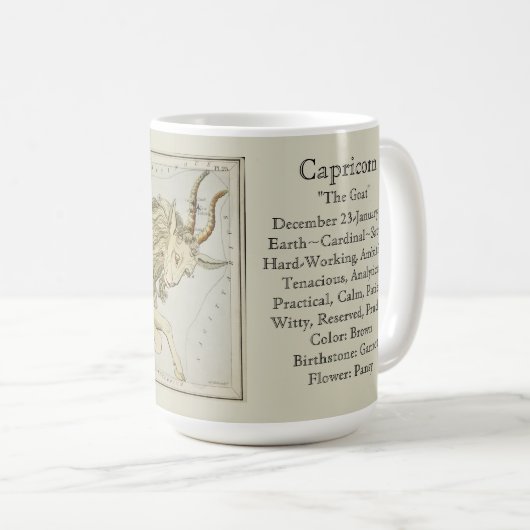 Capricorn Zodiac Antique Astronomisches Diagramm Kaffeetasse (VorderseiteRechts)