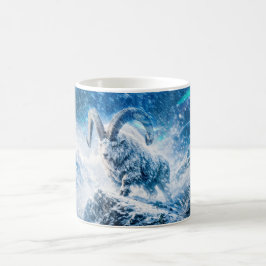 Capricorn Zodiac as Majestic Ram Under Aurora Sky Kaffeetasse