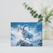 Capricorn Zodiac as Majestic Ram Under Aurora Sky Postkarte (Stehend Vorderseite)