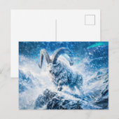 Capricorn Zodiac as Majestic Ram Under Aurora Sky Postkarte (Vorne/Hinten)