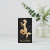 *~* Capricorn Zodiac Astrologie Lesungen Schwarz Visitenkarte (Stehend Vorderseite)