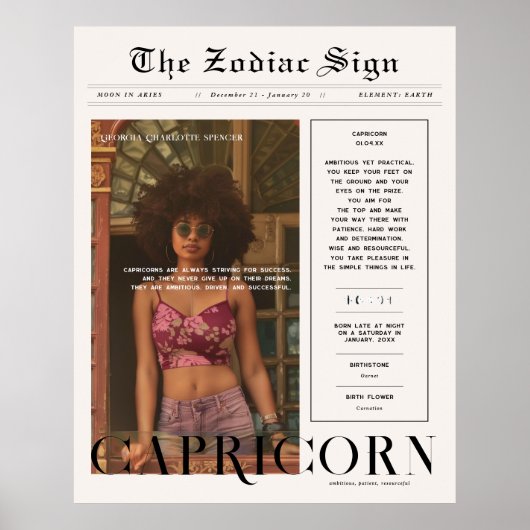Capricorn | Zodiac Astrology Foto Newspapier Poster (Vorne)