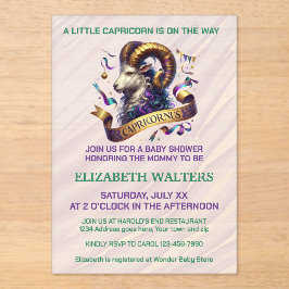 Capricorn Zodiac Baby Shower Lavender and Green Acryleinladungen