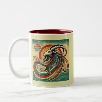 Capricorn Zodiac Coffee Tasse Retro Style