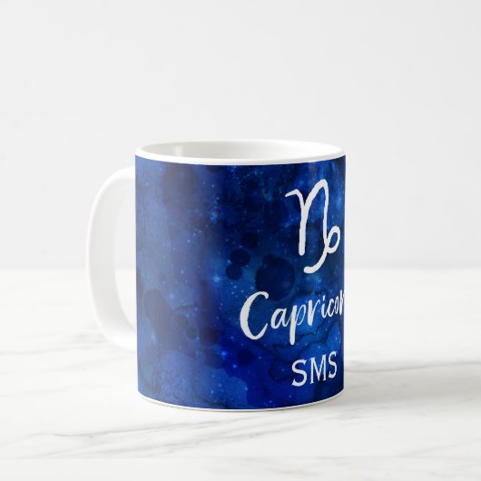 Capricorn Zodiac Constellation Galaxy Sky Monogram Kaffeetasse (Vorderseite Links)