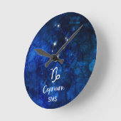 Capricorn Zodiac Constellation Galaxy Sky Monogram Runde Wanduhr (Winkel)