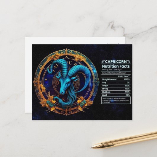 Capricorn Zodiac Geburtstagskarte Postkarte (Vorderseite/Rückseite Beispiel)