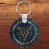 Capricorn Zodiac Gold Abalone auf Sternbild Schlüsselanhänger (Vorderseite)