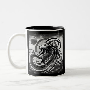 Capricorn Zodiac Kaffee Tasse Schwarz und Weiß