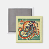 Capricorn Zodiac Magnet Retro Style (Vorderseite/Rückseite)