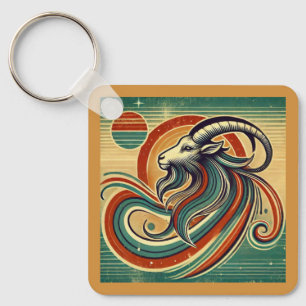 Capricorn Zodiac Metal Schlüsselanhänger Retro Des